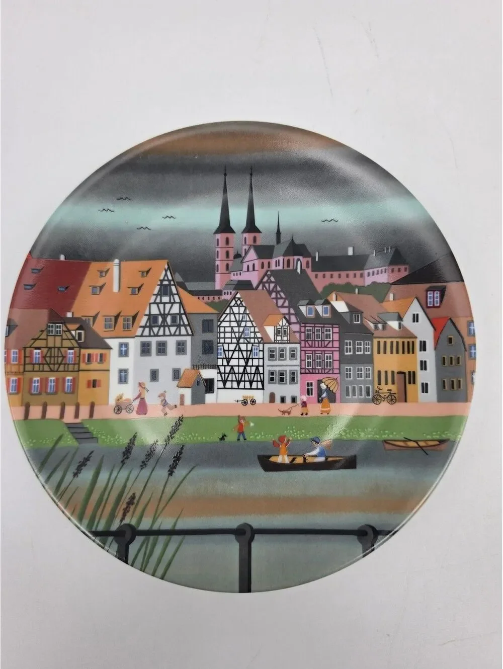 Set of 3 Jaeger & Co. Porcelain Plates Featuring Bavarian Town Scenes